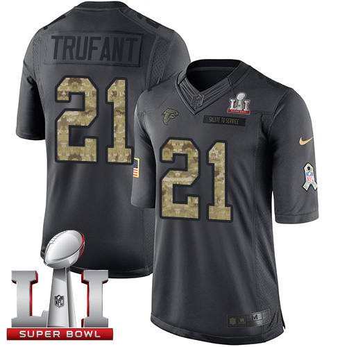 Nike Falcons #21 Desmond Trufant Black Super Bowl LI 51 Men's Stitched NFL Limited 2016 Salute To Service Jersey - Click Image to Close
